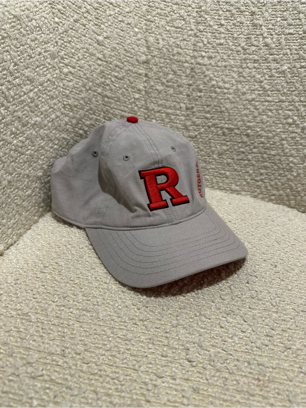 Kids Gray Baseball Cap with Red 'R' Embroidery